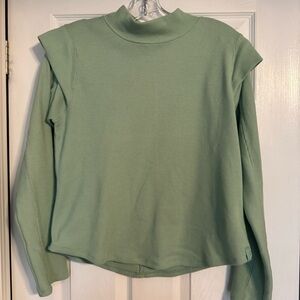Free People Waffle Knit Long Sleeve Top Green Medium